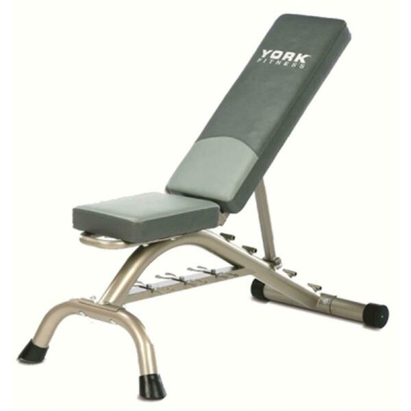 York Barbell Multi Position Fitness Bench with Fitbell Storage - Silver Frame 45071